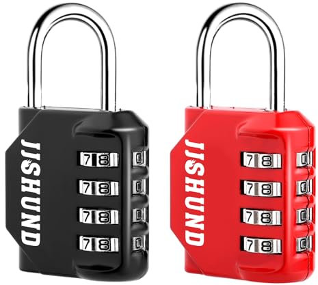 2 Pcs Cadenas à Code 4 Chiffres - Alliage de Zinc, Étanche, Antirouille - Pour Placard, Gym, Garage, Boîte à Outils (Noir, Rouge)