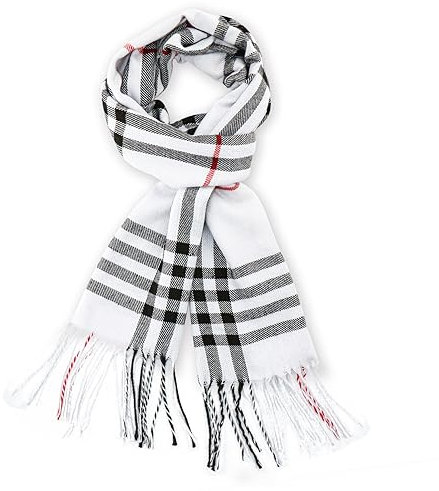vimate Weißer schwarzer karierter Schal, Damenschal lang kariert Decke klobig übergroß Winter (DE-Weiß schwarz kariert)