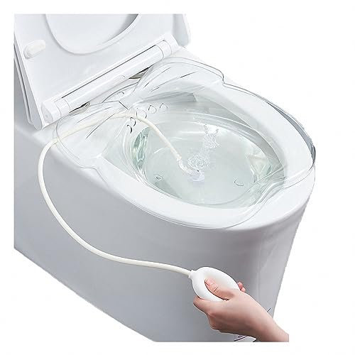 AXTMR Sitzbadewanne über der Toilette, Sitzbadewanne mit Spülung, mit 5 Überlauflöchern,White,39 * 35cm