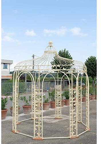 Biscottini Pavillon für den Außenbereich, 260 x 260 x 310 cm, Gartenlaube im Vintage-Stil, rund, Gartenlaube für Mittag- und Abendessen