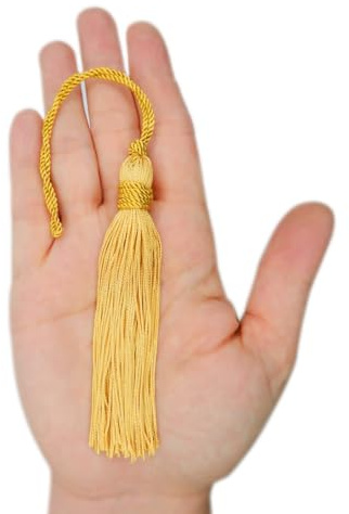 TEXTEX = Borla de Cuquillo con Atado en Cabeza. 10cm de Largo. 100% Rayón. Bolsita de 5 Unidades - (Oro)
