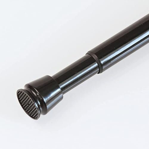 Teleskopstange ohne Bohren, Duschvorhangstange Klemmstange Vorhangstange Duschstange Kleiderstange ausziehbar (schwarz - glänzend 111-200 cm)