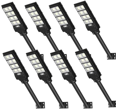 Sararoom 400W Solarlampen für Außen mit Bewegungsmelder Fernbedienung, 8pc 6500K 50000 LM Solar Straßenlaterne Wegeleuchte, IP65 Wasserdichte LED Solar Strahler Aussenleuchte für Gärten Garage Straßen