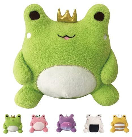 ATBEAMEN 25cm Green Crown Frog Stuffed Animal Pillow for Frog,9.8 Cute Birthday Squishy Plushie Pillow Kawaii Soft Hugging Pillow Cushion for Boys Kids Birthday Valentine Party Favor Gift Room Decor