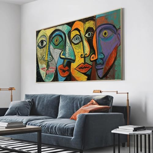 LSYALUCK Pablo Picasso-Gemälde, Kunstdruck auf Leinwand, Heim- und Raumdekoration, Wandbild, berühmte Künstler, Gemälde, Drucke, modernes Bild, 70 x 142 cm (28 x 56 Zoll), mit goldenem Rahmen