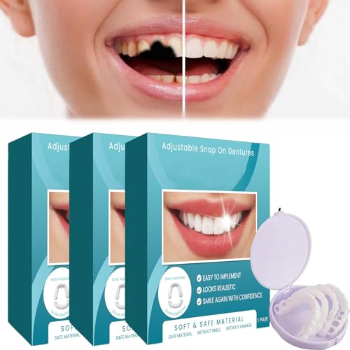 Verstellbare Snap-On-Prothesen, Künstliche Zähne, Verstellbare Veneers-Prothesen Für Männer Und Frauen, Schützen Sie Ihre Zähne Und Gewinnen Sie Ein Selbstbewusstes Lächeln Zurück (3 Stk)