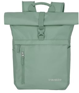Travelite Handgepäck Rucksack, Laptop Rucksack 15,6 Zoll, BASICS, Reiserucksack Rolltop Funktion, 60 cm, 35 Liter