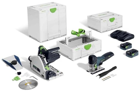 Festool Sawing Cordless Combo Set TSC 55 K/PSC 420/TB M 137 | Brushless EC-TEC motor, KickbackStop, 18 V / 5.0 Ah battery, dual charger, TB M 137 ToolBox included