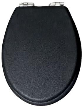 Amari Bargains Toilet Seat – Soft Close Toilet Seat with Quick Release – 3D & White MDF Wooden Toilet Seats with Adjustable Hinges, Easy Top Fixing (Glitter Black)