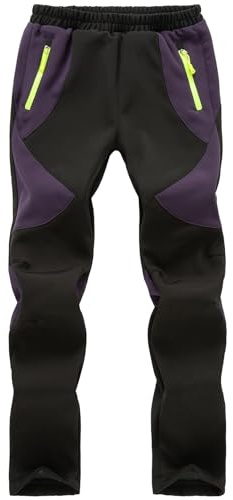 Asfixiado Kinder Softshellhose Skihose Schneehose Gefüttert Thermohose Wasserdicht Winter Jungen Mädchen Wanderhose Outdoorhose Matschhose(16012 Purple S)
