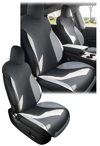 GAFAT Tesla Model Y 2021-2024/ Model 3 2017-2023 Coprisedili Sedili Anteriori in Pelle Camoscio, Comfort Quattro Stagioni Protezioni per sedili Ispessimento Della, Originali Tesla, per Airbag