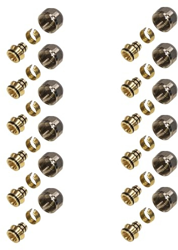 ENVIRON - Set di 12 raccordi a morsetto da 17 x 2 mm, 3/4, per tubo riscaldante 17 x 2 e distributore per riscaldamento a pavimento, cono euro, raccordo ad anello di serraggio per tubo composito