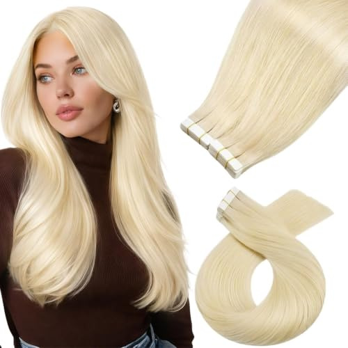 Moresoo Tape Extensions Echthaar Blond 50 cm Unsichtbares 20 Stück 50 g | Remy Echthaar, Seidig Weich, Natürliches Aussehen, Unsichtbarer Übergang, Für Dünnes Haar Geeignet