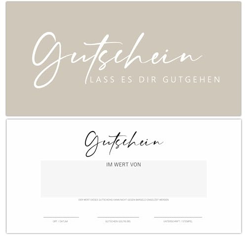 Gutscheine 40er Set als Blankovorlage zum Ausfüllen für Dienstleistungen und Geschäfte wie Friseur, Massage, Kosmetik etc. Gutscheinkarte, Geschenkgutschein