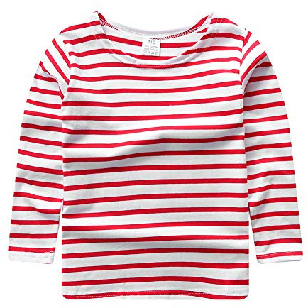amropi Niño Manga Larga Camiseta A Rayas Elástica Ropa Rojo, 2-3 años
