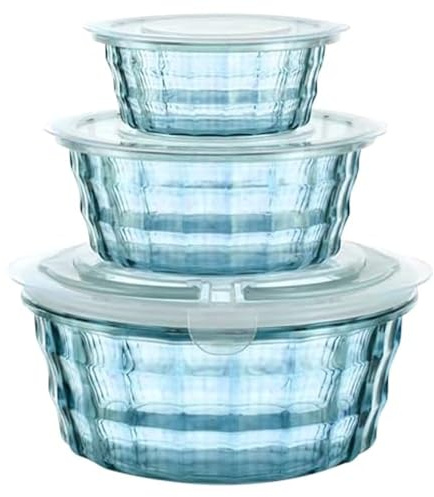 Salad Container for Lunch 3Pcs Clear Salad Bowls BPA Free Plastic Food Containers with Lid＆Handle 3 Sizes Airtight Sealed Meal Prep Containers for Work Travel