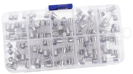 OSALADI 100pezzi Fusibili Vetro Rottura Rapida Kit Assortito Ampere Custodia Trasparente