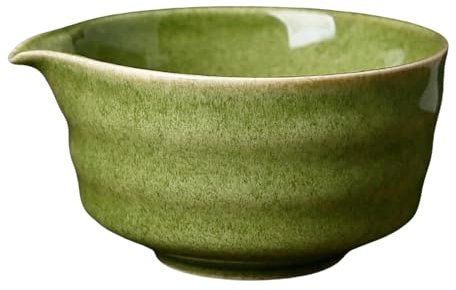 Tazón de matcha con boquilla, recipiente de té de cerámica ondulada, taza de té verde japonesa hecha a mano, taza batidora de cerámica matchawan, tazón para mezclar, ensalada, gachas, jugo, café
