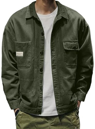 Giubbotto di Jeans Uomo, Giubbotto Uomo Estivo, The Trucker Giacca Classic Retro Vintage Giubbotto in Cotone Lapel Cappotto da Lavoro Casual Casual Denim Giacca in Jeans Vintage Denim Jacket