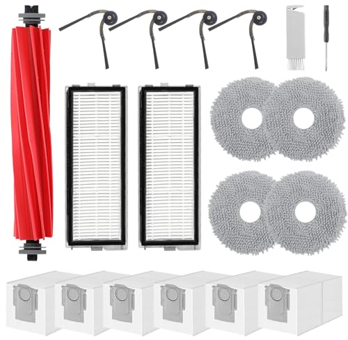 Spofan Accesorios de Repuesto para Roborock Qrevo S Pro/QV 35A/QV 35S | QR 598/QR 798 Robot Aspirador, 1 Cepillo Principal, 4 Cepillos Laterales, 2 Filtros HEPA, 4 Paños de Fregado, 6 Bolsas