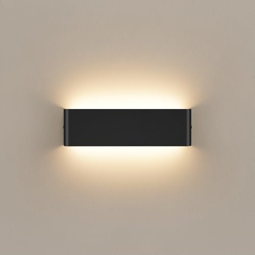IEGLED Wandleuchte Innen 30CM, 12W Wandlampe mit Up und Down Lichtquelle, 3000k Warmweiß Moderne LED Lampe, Wandlichter aus Aluminium-Druckguss, Wandbeleuchtung für Wohnzimmer, Schlafzimmer, Flur