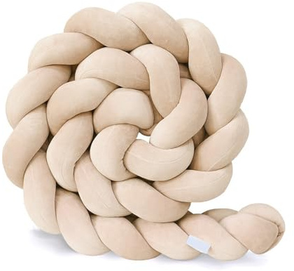 GYCF Artesanal Tejida Cojín Almohada Artículos De Decoración del Hogar Decorativa Parachoques Alfombra Anticolisión para Cama Protección Cama Trenza Cojín Protección contra Caídas,Caqui,2 m