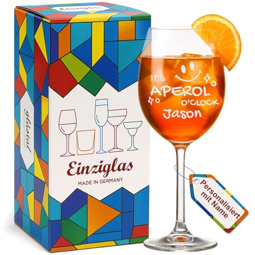 glastal Personalisierte Aperol Gläser mit Gravur Namen It's Aperol O'Clock | Leonardo Weinglas, 460ml Aperol Weinglas Geburtstag Weihnachten Geschenk für Aperol Spritz Cocktail Liebhaber Freundin Männer