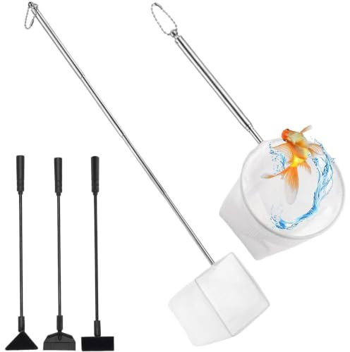 5 Pcs Fish Aquarium Tool, 2 Fish Tank Net, 3 Aquarium Cleaning Brushes Set | 13-39cm Retractable Fishing Nets, Efficient Aquarium Maintenance Cleaner Set for Daily