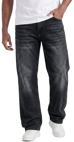 JMIERR Men's Jeans Baggy Stretch Straight Leg Regular Fit Classic Basic Denim Jeans