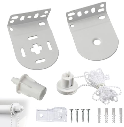 Roller Blind Fittings Kit, 32mm Metal Brackets with Chain Clutch | Heavy Duty Roller Blind Kit with 3M Bead Chain Clutch, Supports up to 5KG, Easy Installation for Home and Office Shades