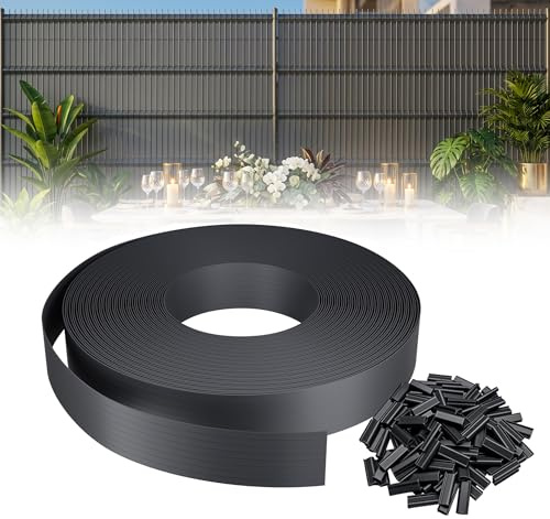 XMTECH Tira de protección visual de PVC de 35 m, color antracita para valla de doble varilla, opaca, resistente a los rayos UV, incluye 50 clips de fijación para jardín, balcón, terraza