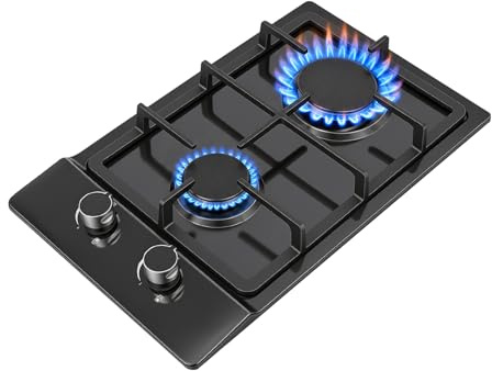 MIKIYUEER Fornello a gas portatile a 2 fuochi, 3 kW + 1,75 kW, con accensione a impulsi