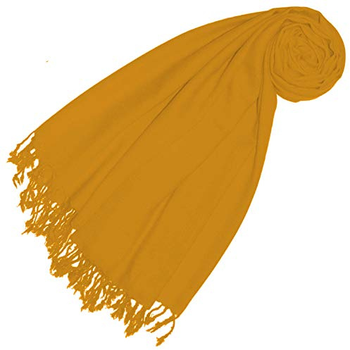 Lorenzo Cana Damen Pashmina Schal Schaltuch 50% Kaschmir 50% Wolle Stola Tuch Umschlagtuch Uni Schal Tuch einfarbig gelb 78379