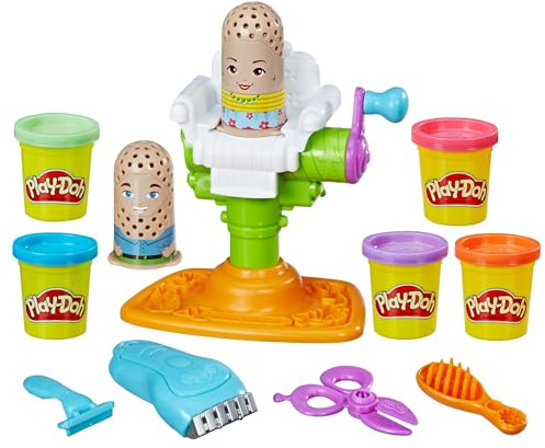 Play-Doh Buzz 'n Cut Fuzzy Pumper Barber Shop Set, Electric Buzzer, 5 Colors of 2-Ounce Cans, Preschool Toys, Girls & Boys, Ages 3+ (Amazon Exclusive)