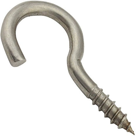 SC-Normteile Schraubhaken mit Holzgewinde - 4,4 x 50 mm - (25 Stück) - Wandhaken | Wäscheleinenhaken | gebogen | rostfrei - (Gewindelänge: 17 mm) - aus Edelstahl A2 V2A - SC9080