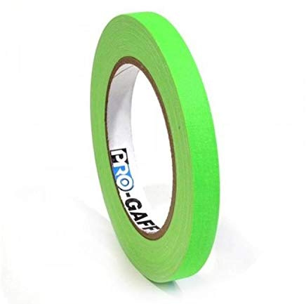 Pro Tapes Permacel Pro-Gaff Cinta de tela fluorescente de tela – 12 mm de ancho – rollo de 23 metros de largo – Cinta adhesiva para manualidades (verde fluorescente)