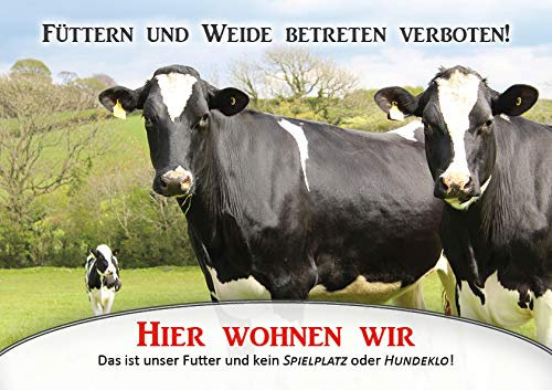 Weidezaunschild Füttern und Weide betreten verboten Kühe DIN A4 Warnschild (Aluverbund)