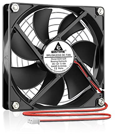 GDSTIME 120mm x 25mm Axial Cooling Fan 12V 1800RPM - High Airflow Computer Case Fan for PC/PSU/Chassis Cabinet - 2-Pin Hydraulic Bearing Long Lifespan