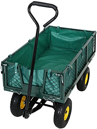 FROSAL Gartenwagen Transportwagen Phil 350 KG Luftbereifung - Bollerwagen - Handwagen - herausnehmbare Innenplane