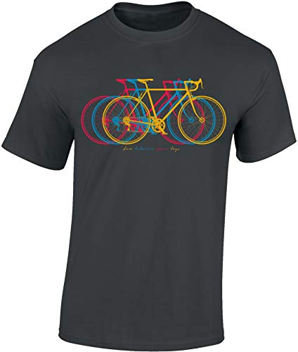 Cykeltröja: Rolig mellan dina ben ... MTB Mountain Bike T-shirt herr och dam - det är present cyklister cykel btt MTB BMX presenter sport cykling - retro fixie utomhus, Mörkgrå – Fun Between, L