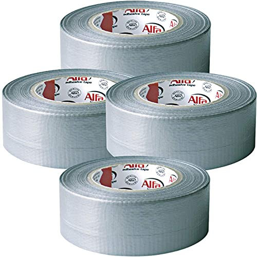 Alfa 4x Gewebeband 48mm x 50m Profi-Qualität gewebeverstärktes Duct Tape Panzertape zum Reparieren, Befestigen, Bündeln, Verstärken, Abdichten - Grau