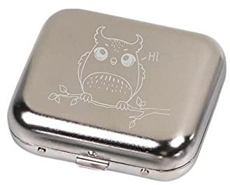 Geschenke-Macher Taschenaschenbecher graviert mit süßen Tiermotiven (Eule - sagt Hi)