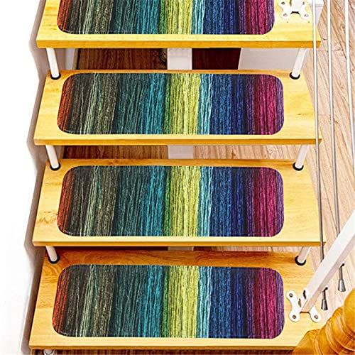 JLCP Stufenmatten Bunter Treppenbelag Teppich rutschfest 22X70cm Treppenstufen Teppich Waschbar Weich Und Bequem Treppenmatten-Set Für Zuhause Café Weihnachten Halloween-Dekoration,2,15PCS