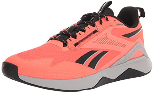 Reebok Mens Nanoflex Adventure Trail Performance Running Shoes, Orange Flare/Black/Boulder Grey, 44 EU