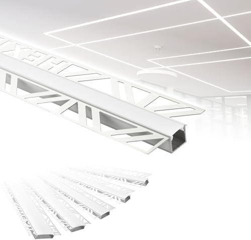 HEXIM LED Trockenbauprofil Alu Unterputzprofil LED Profil (30 Meter / 15 Profile) inkl. Abdeckung opal Trockenbauleiste Einbauprofil Schiene Decke Wand (ALED-1, Leuchtbreite 12mm)