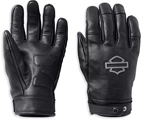 Harley Davidson Herren Motorrad-Handschuhe Metropolitan mit Touchscreen Handyhandschuhe Biker Schutz Leder-Handschuhe, schwarz, L