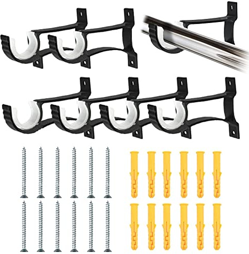 SCHYIDA 6 Stück Vorhangstangenhalter 22mm Gardinenstangenhalter Schwarz Deckenhalterung Gardinenstange Wand Gardinenstange Halterung Vorhangstangen Halterung Wandhalterung Vorhangstange für Gardinen