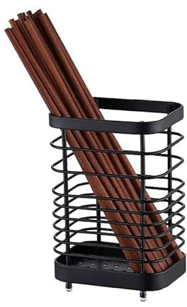 HERCHR Estante de Secado de Utensilios de Acero Inoxidable, Cubiertos, Cubiertos, Soporte para Carrito, Organizador de Cesta, Cesta de Drenaje, escurridor de Platos de Cocina(L-Negro)