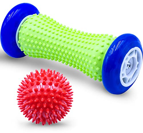 Ensemble de rouleaux de massage des pieds, poignets et balle rigide à picots pour la récupération de la fasciite plantaire, exercices des poignets et des avant-bras, douleurs aux bras, soulager le