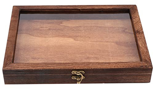 Angoily Schaukasten Holz Vitrine Box Sammelbox Mit Durchsichtiger Oberseite Schmuckvitrine Naturholz Mit Glasplatte Schattenbox-Kit Entomologie-Zubehör Zum Sammeln Von Schmetterlingsproben, 31x22x4cm